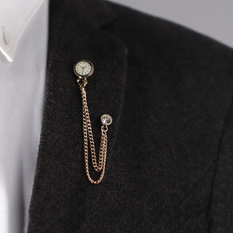 الأصلي الكورية الاتجاه على مدار الساعة شكل دبابيس ربط معدنية فاخرة الرجال طوق التلبيب ملحق السلامة معتمدة الزفاف والأعمال #4