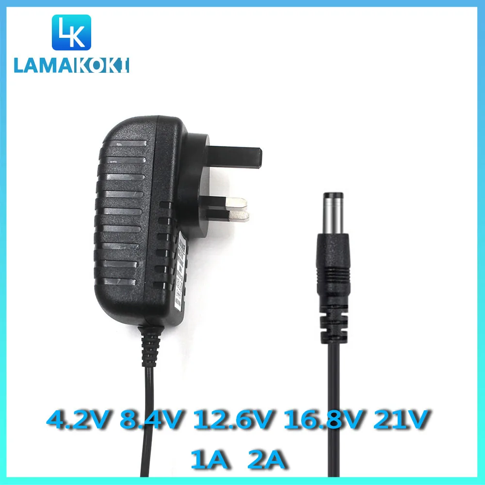 

1PCS 4.2V 1A 8.4V1A 12.6V 1A 21V 1A 16.8V 1A 1000mA AC DC Power Supply Adapter UK Plug Charger For lithium battery