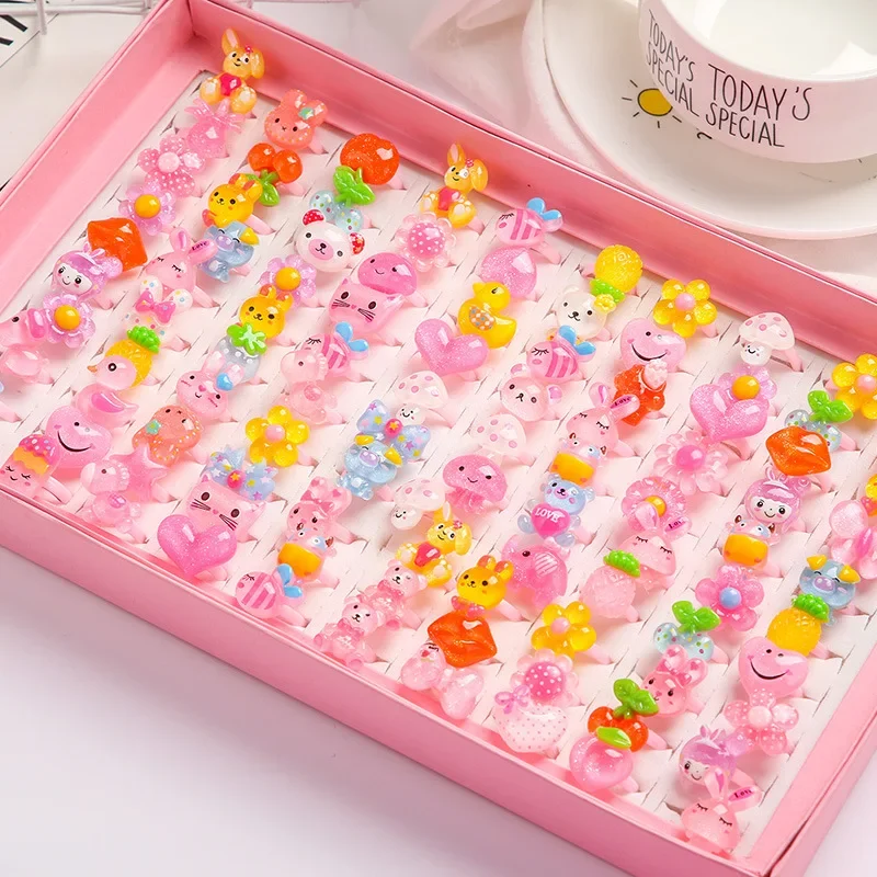 

Cute Cartoon Rings Beauty Fashion Toys Multicolor Ring Princess Suit Kinds Children Girls Sweet Party Jewelry Accessories Gifts