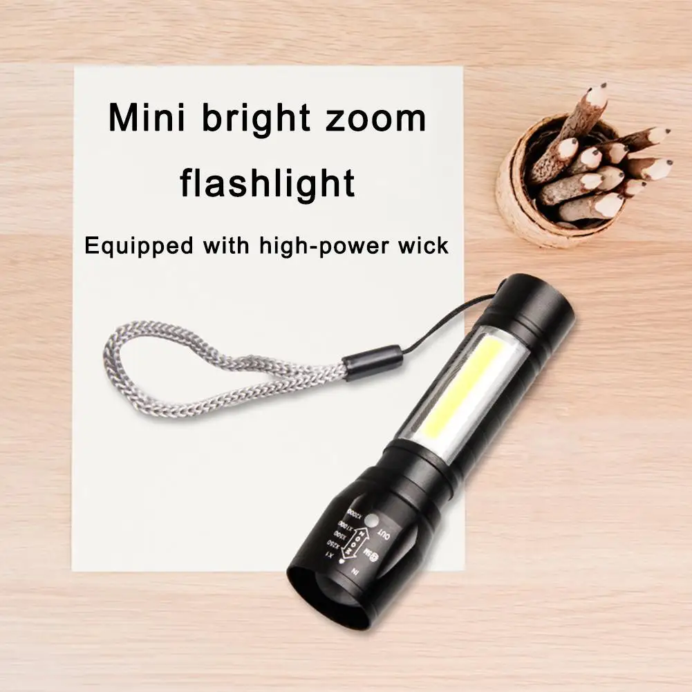 Mini linterna LED recargable, cuentas de lámpara XPE COB, 100 metros de distancia de iluminación utilizada para aventura, Camping, senderismo