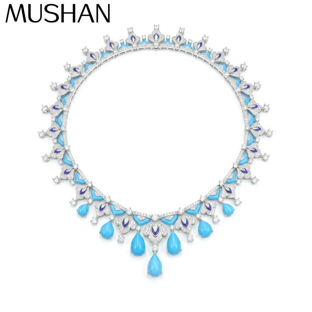 

MuShan Jewelry 925 Sterling Silver Necklace Fine 5A CZ Gemstones HCD Diamond Radiant 925 Sterling Silver Pendants Accessories