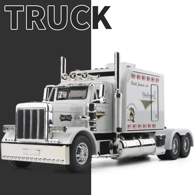 

New 1/24 Alloy Trailer Truck Head Car Model Diecast Metal Container Truck Engineering Transport Vehicles Car Model Kids Toy Gift