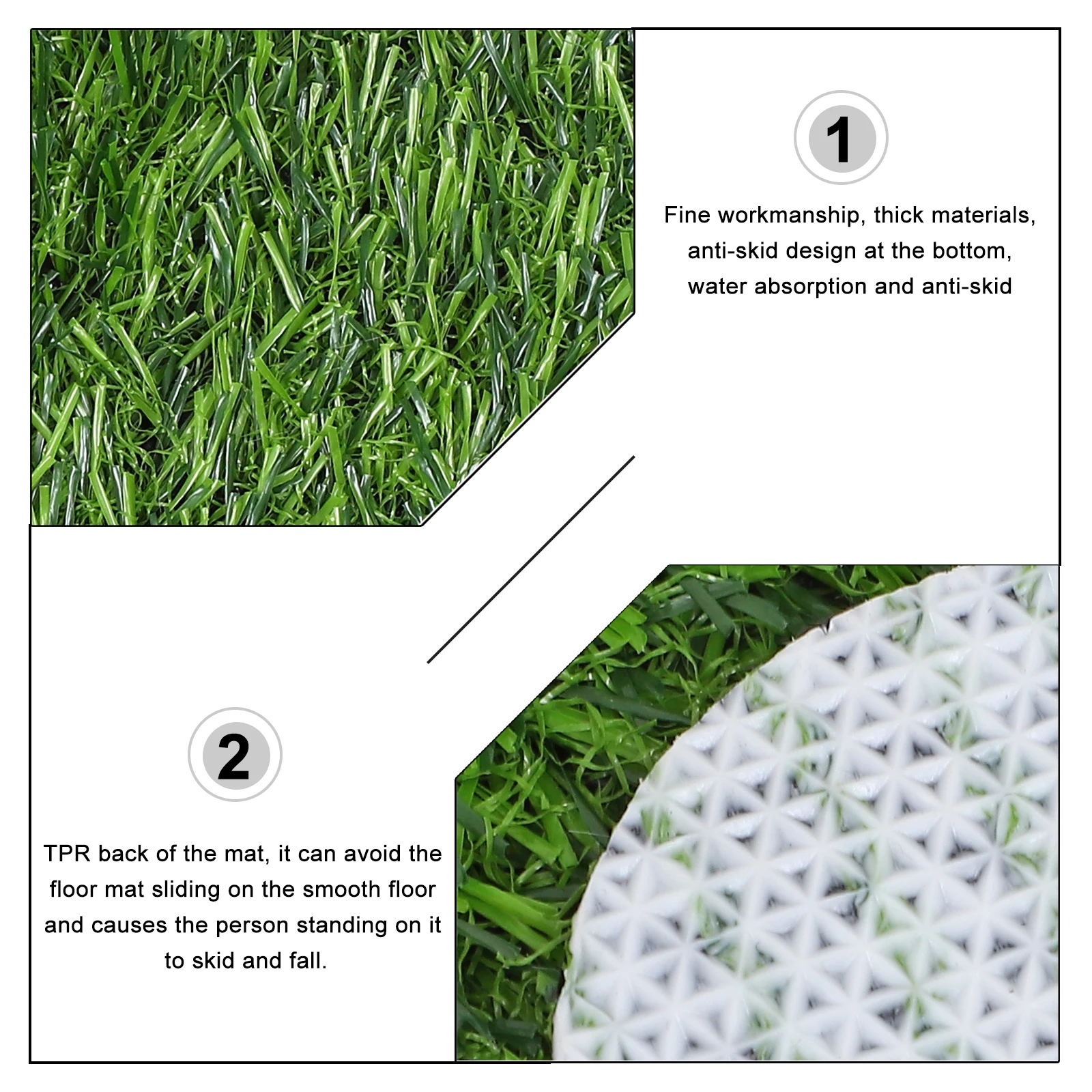 

Artificial Turf Door Mat Polypropylene Fiber Non Skid Floor Mat Easy Clean Indoor Doormat Low Suitable Styles