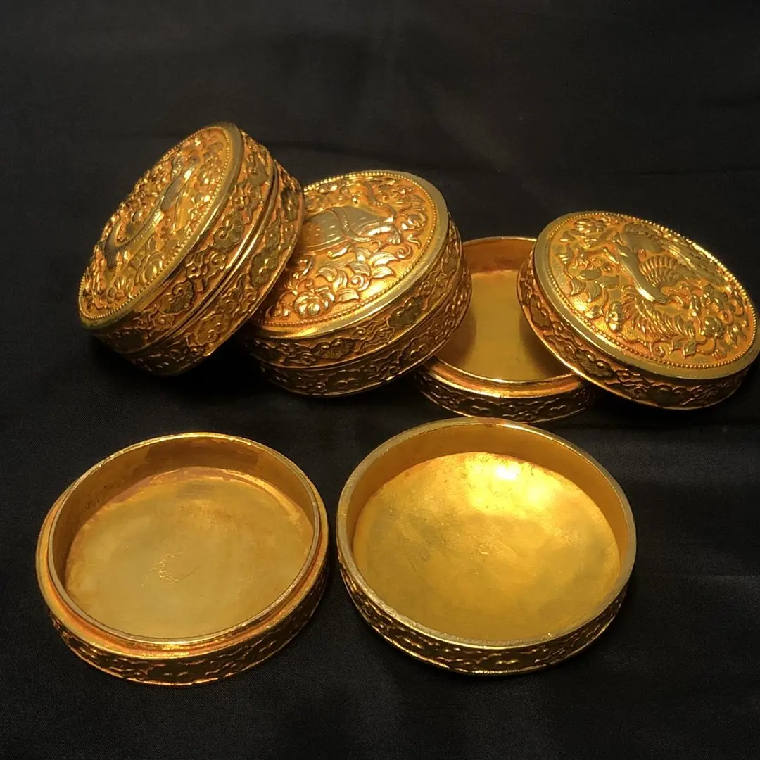 Vintage Golden Brass Storage Box Metal Jewelry Box Home Collection Decorative Box Art Sculpture Crafts Keepsake Box