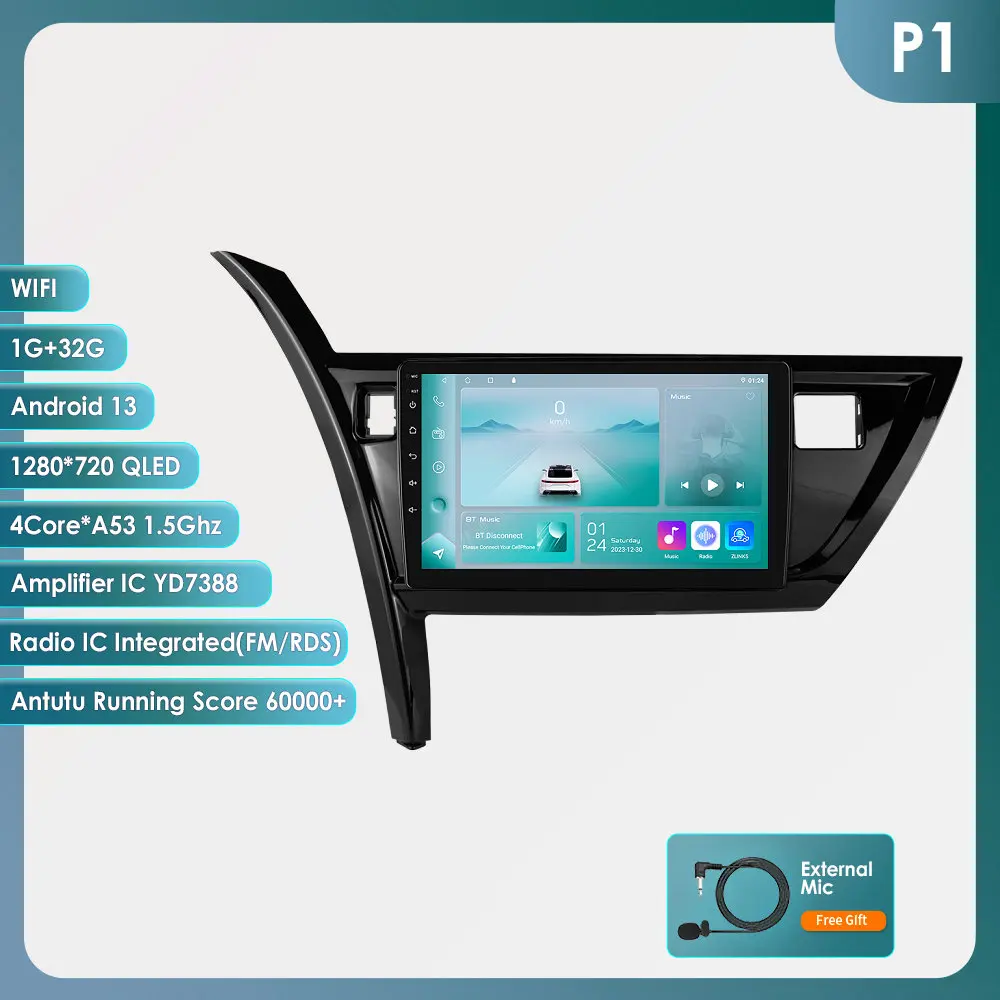 Hizpo 2 Din Android Auto Radio Voor Toyota Corolla Auris 2013 - 2016 Carplay 4G Auto Multimedia Gps 2din Autoradio 360 Camera Rds