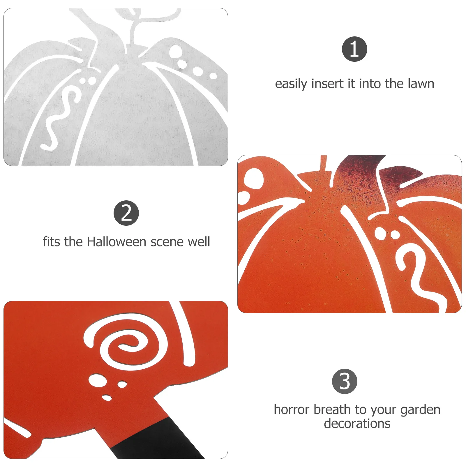 

Outdoor Pumpkin Inserts Decorations Garden Sign Plug-in Fall Orange Iron Halloween Yard