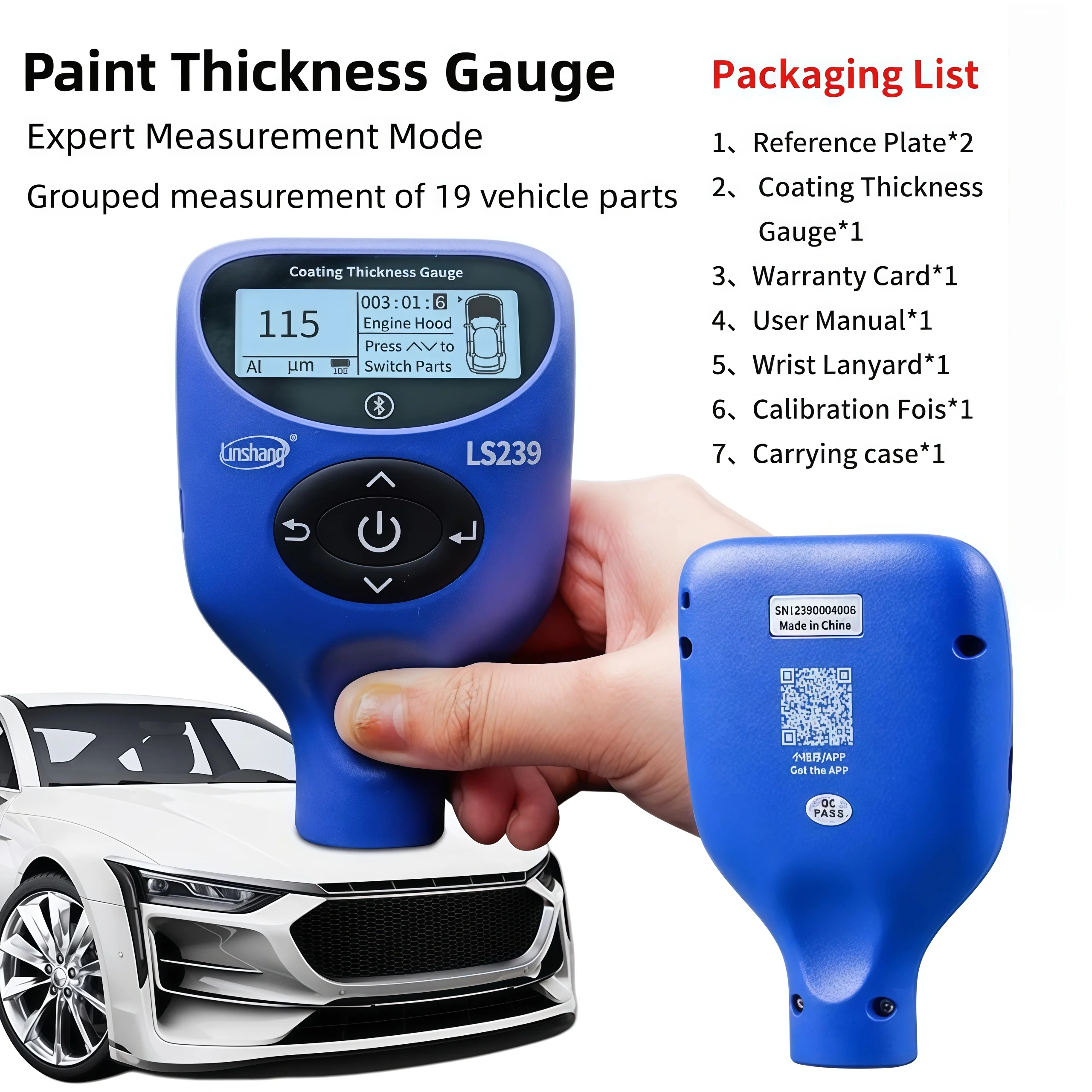 GOYOJO LS239 Car Paint Tester High Precision Paint Meter Professional Coating Thickness Gauge Auto Maintenance Diagnostic Tools