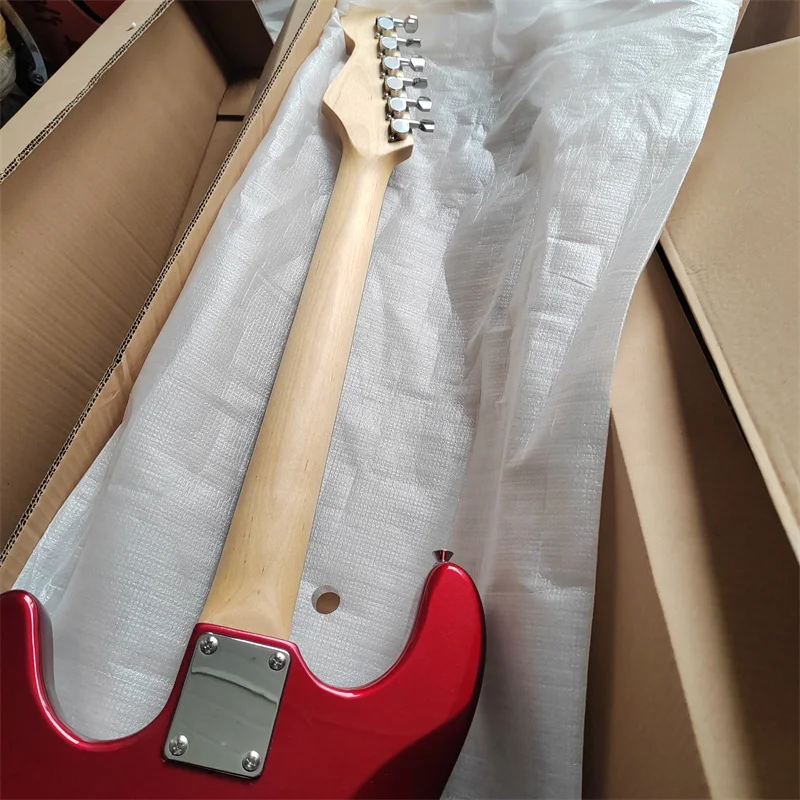 Classic Solid Wood 6-string Electric Guitar, Sample Stock, Metallic Red Color, Free Shipping