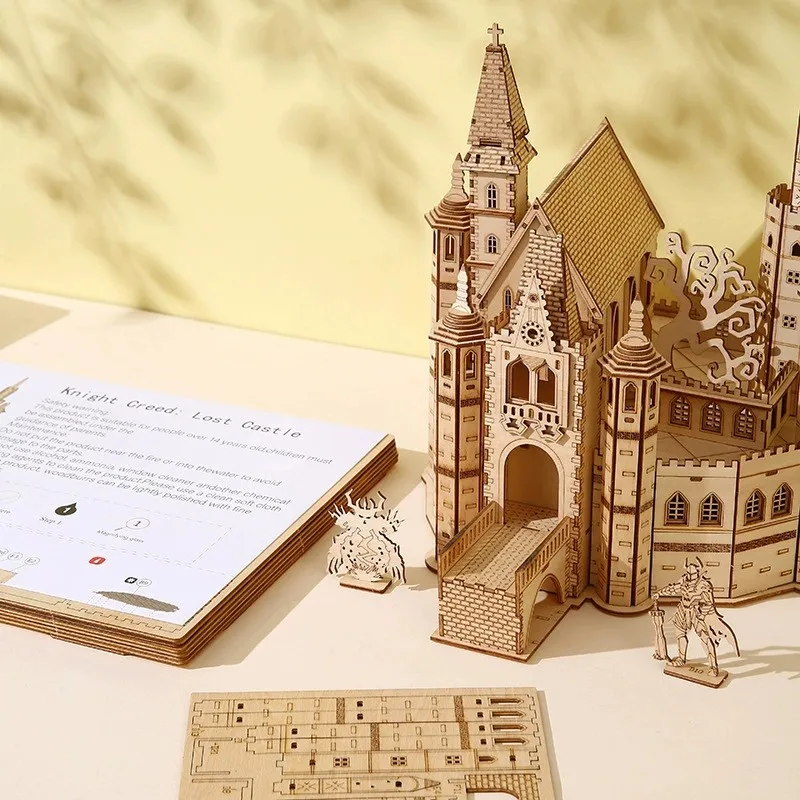 Retro Empire Castle 3D Wooden Model - DIY Fortress Building Puzzle for Adult Collectors Historical Architecture Desk Decoration