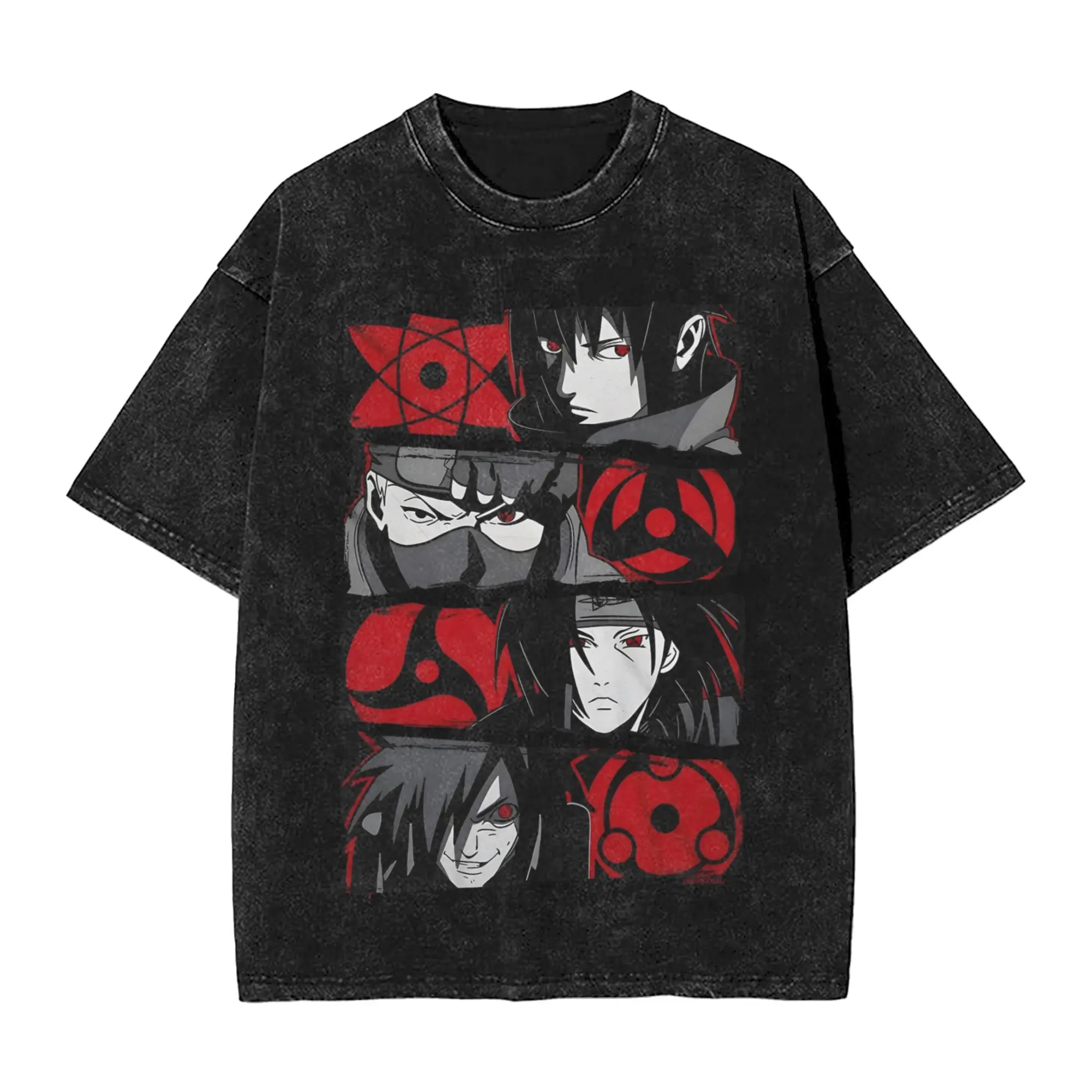Washed T Shirt Special eyes ninjas Uchiha Itachi Narutoes Anime T-Shirt Oversize Streetwear 100% Cotton  Tops Tees Men Women