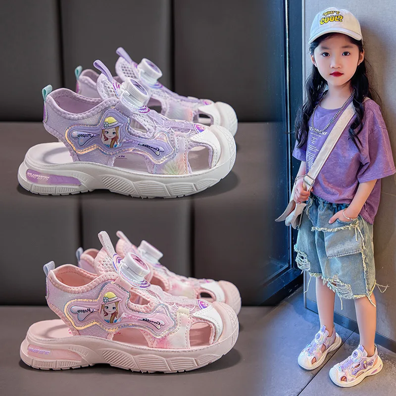 

Summer Girls Children Sandals Fashion How-Cuts Comfort Princess Kids Beach Shoes Sport Casual Size 26-37