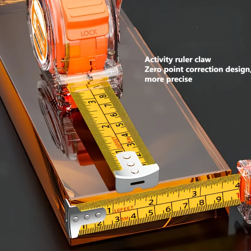 5m/16ft Double-Sided Steel Tape Measure, Heavy-Duty Retractable Measuring Tool with Metric & Imperial Scales, Shockproof Case fo