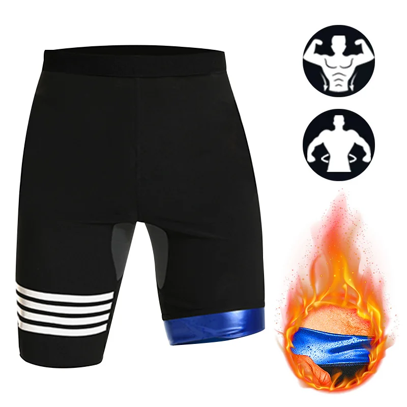 Pantalones cortos de sudor para Sauna para hombre, mallas térmicas para Sauna, pantalones de compresión de cintura alta, trajes de entrenamiento moldeador de cuerpo para Sauna