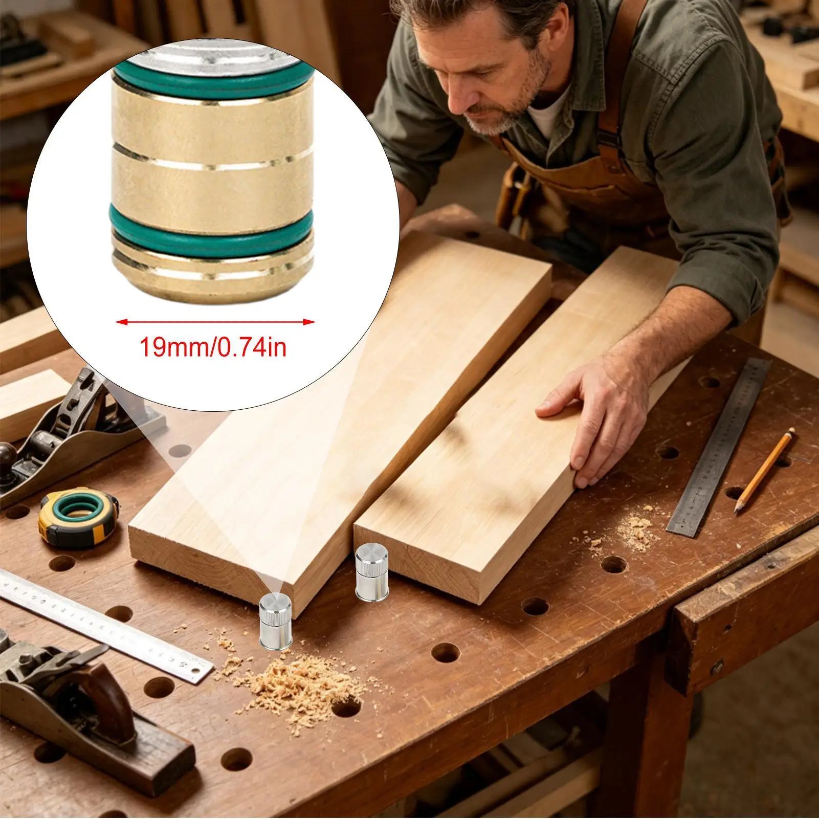 Bench Dogs 2-piece Self-Locking Woodworking Table Stop Positioner Dog Hole Clamps For Room Entryway Table Window Work Travel
