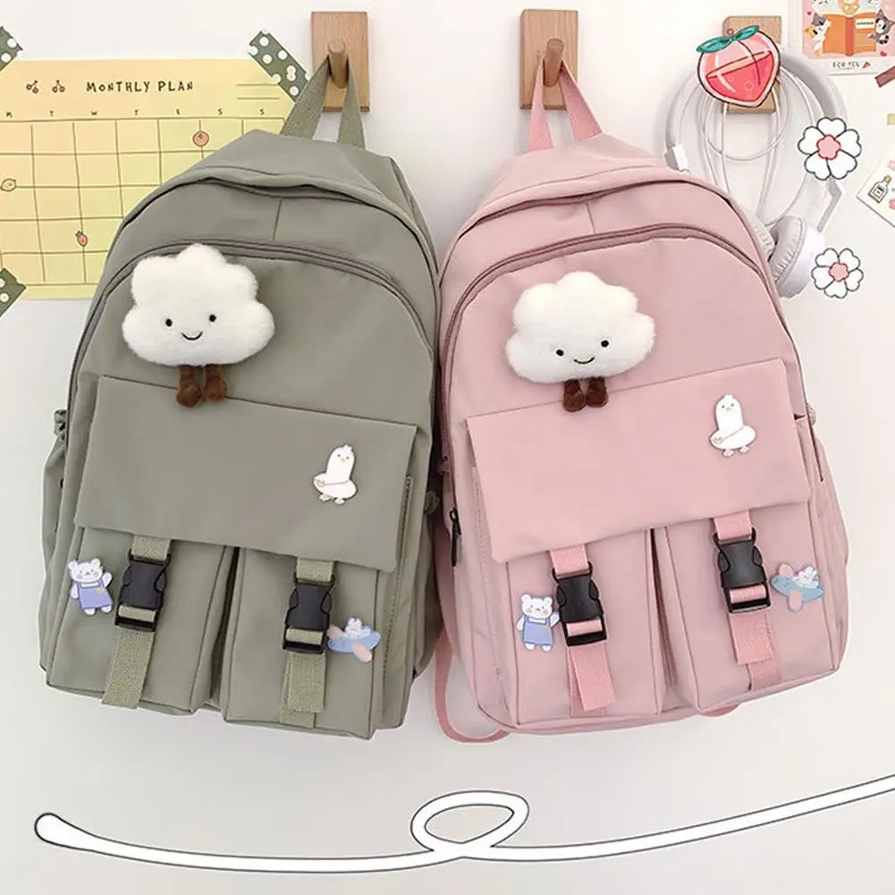 Schoolbag Female Korean Version Harajuku High School Students Ins Style Simple Sen Large Capacity Backpack Backpack Fashion