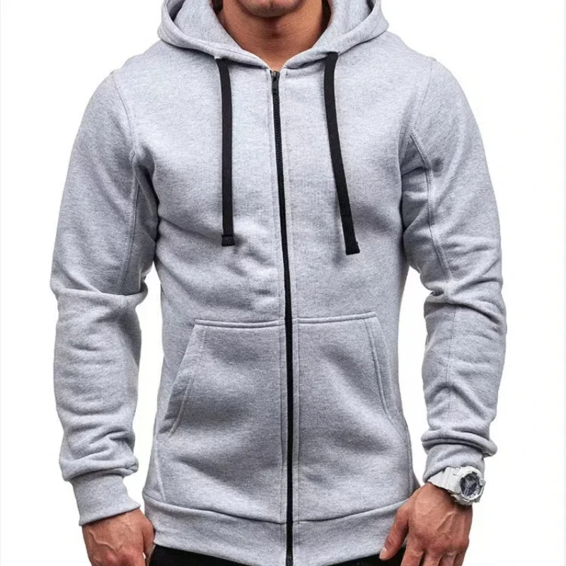 

Casual Sweatshirt Zip Hooded Sweatshirt Jacket Mens Solid Colour Cardigan Hooded Jackets Spring Autumn Male Tops