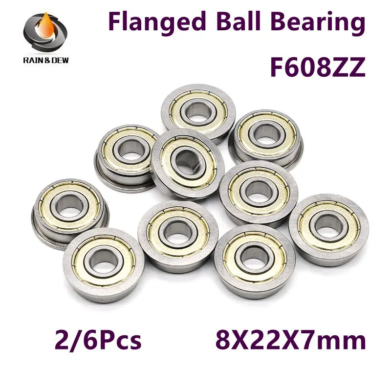 

(2/6Pcs) F608ZZ Bearing 8x22x7mm Miniature Ball Shielded ZZ Metal Seal for Drone Motor RC Car 3D Printer
