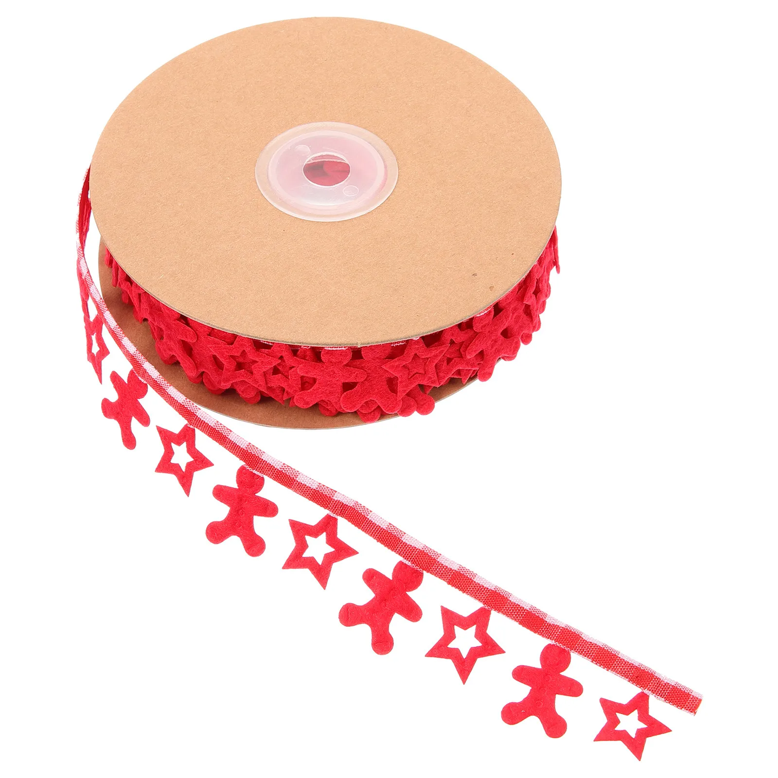 Christmas Ribbon Xmas Gift Wrapping Rustic Polyester Ribbon Star Gingerbread Man Pattern Bright Color Smooth Texture for Holiday