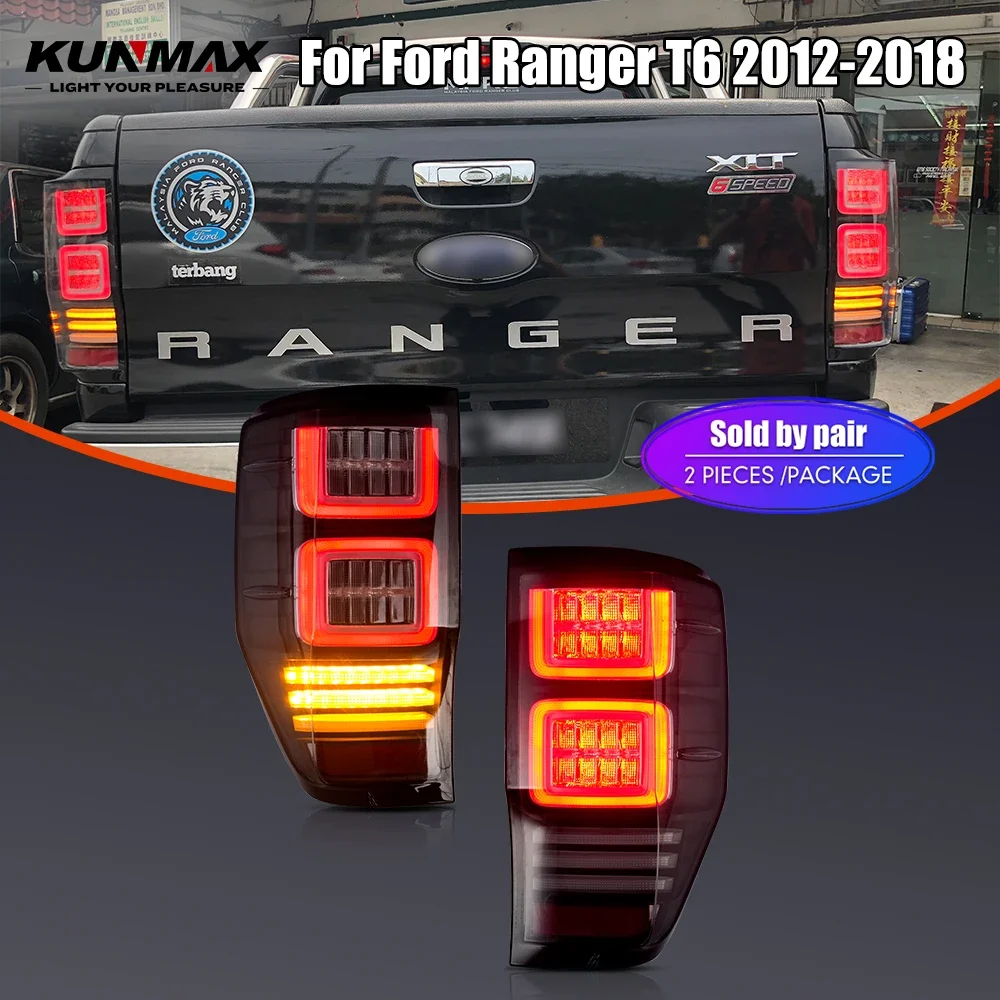 Pair Of LED Tail Lights For Ford Ranger T6 2012-2018 DRL Reverse Brake Turning Signal Plug And Play Car Rear Tail Light Assembly