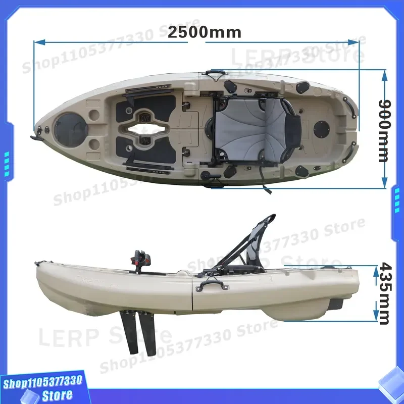 8FT PE Certificate Single Seat Sit Top Kayak Pedal Drive Canoe Plastic Fishing Kayak with Pedal Drive Capacity for 1 Person