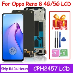 6.4“AMOLED For Oppo Reno8 CPH2359 LCD Display Touch Screen Digitizer Assembly For Oppo Reno 8 4G CPH2457 LCD With Frame