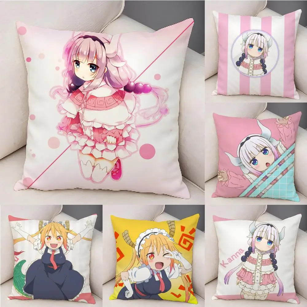 Anime K-Kobayashi & K-Kanna Cushion Cover Plush Decorative Pillow Case With Hidden Zipper Fashion Room Decor For Home
