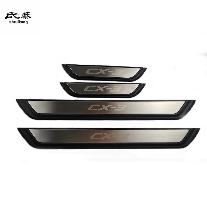 4PCS/SET ABS Stainless Steel For 2017-2022 Mazda CX-3 CX3 CX 3 Auto Door Sill Pedal Scuff Plate Decoration Cover Car Accessories