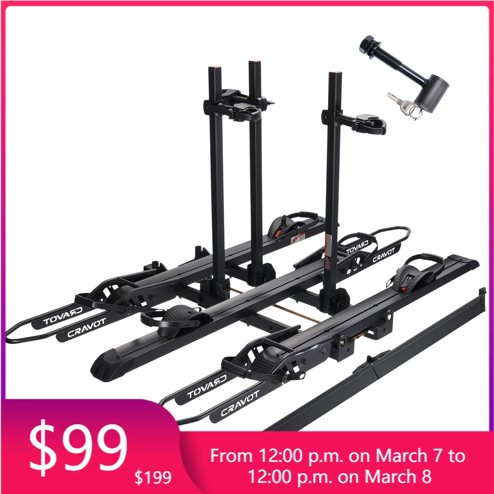 

STLF USA Warehouse Aluminum Alloy Electric Bicycles Hitch E Bike Rack for 3 E-bikes