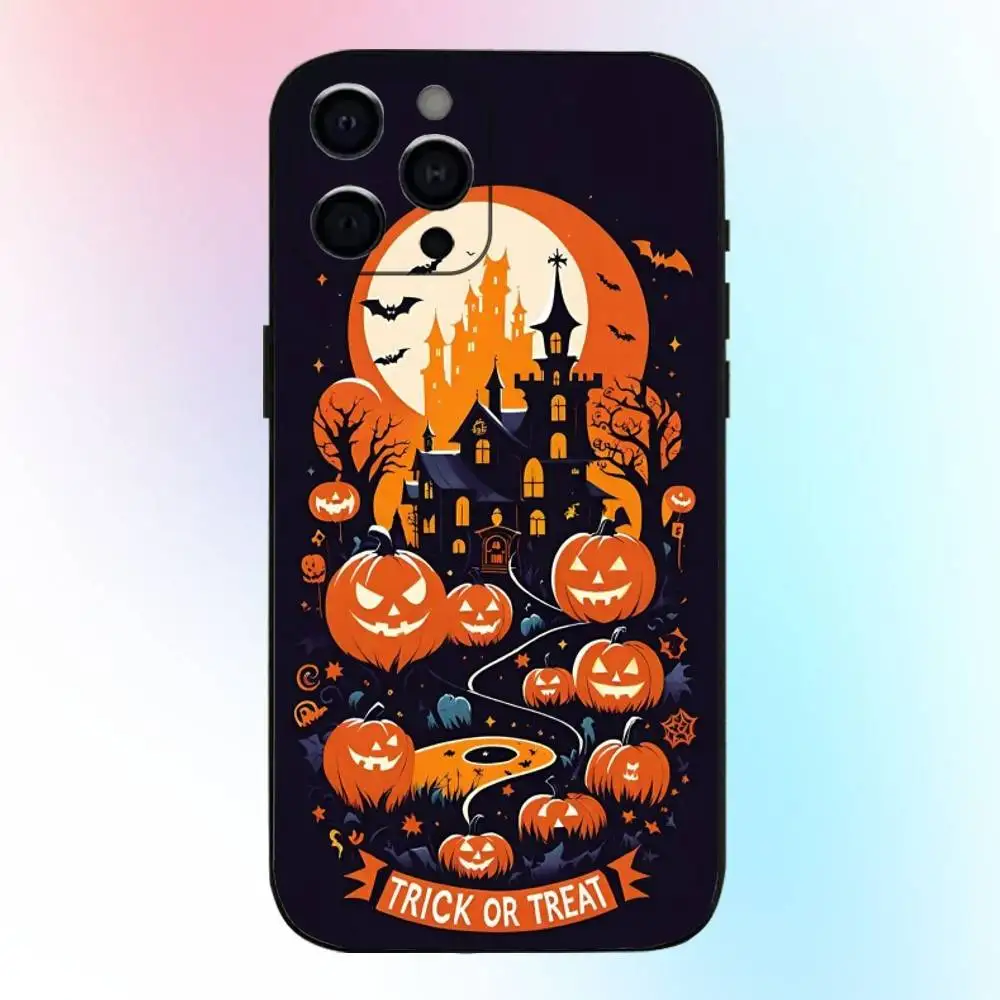 حافظة هاتف ممتعة برسوم كارتونية للهالوين لهاتف iPhone17,16,15,14,13,12,11 Plus، Pro Max غطاء أسود ناعم #3