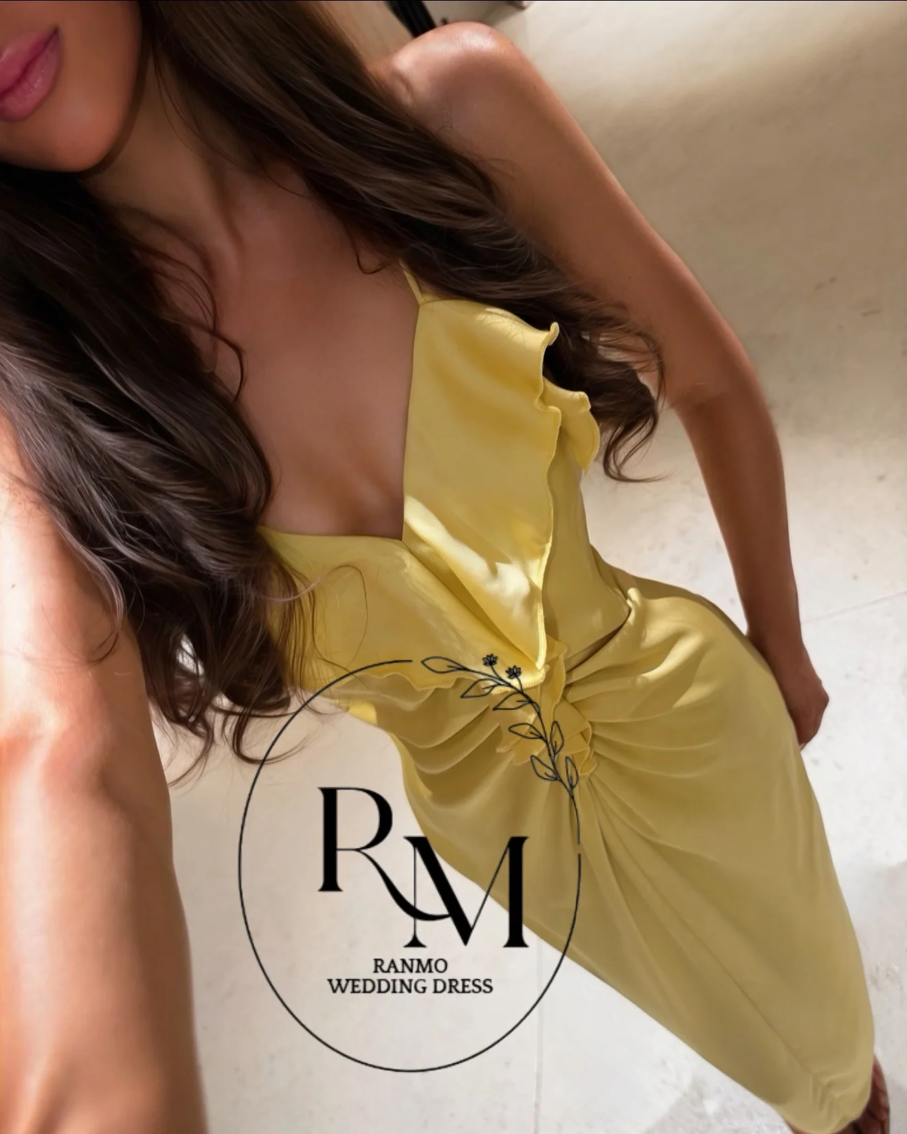 Ranmo Sexy New Yellow Mermaid Sleeveless Backless Satin Cocktail Dress New Customized Ankle-Length Prom Dresses Spaghetti Strap
