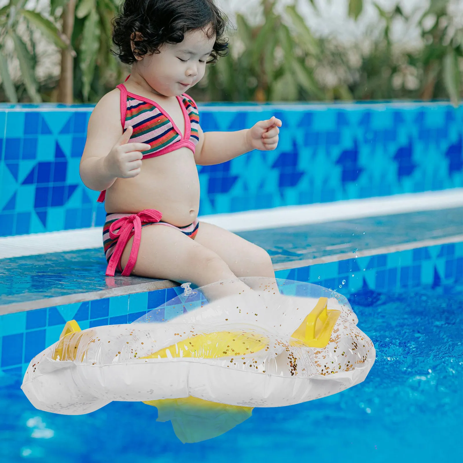 

Baby Swimming Ring Inflatable Toddler Float Seat Reinforced Safety Seat Anti-Slip for Learning Swimming Pool Relax Fun