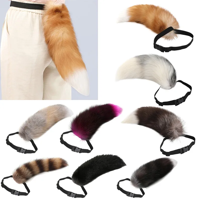 Handmade Plush Tail Cosplay Clothing Props Adjustable Artificial Sexy Fur Tail Adult Halloween Party Costume Accessories