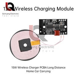 1Pcs 15W 12V High Power Type-C Wireless Charger Transmitter Module Circuit Board for QI Standard Fast Charging for Mobile Phone