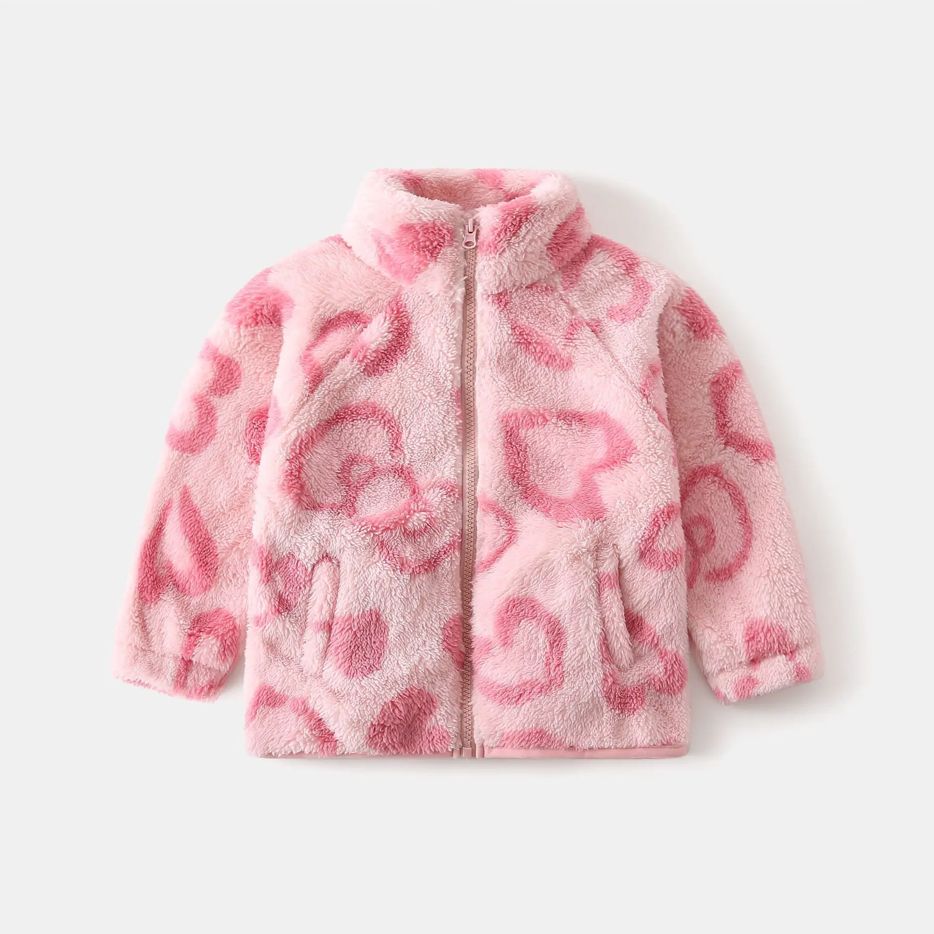 1 2 3 4 5 6 7 Years Girls Plush Jacket Autumn Winter Warm Lamb Fleece Baby Coat Fashion Zipper Children's Outerwear Kids Clothes