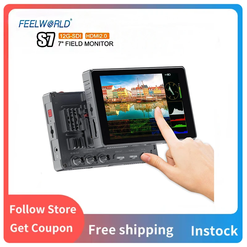 FEELWORLD S7 12G-SDI HDMI2.0 Camera Field Monitor 7 inch 4K HDMI HDR/3D LUT 16:10 IPS Panel Touch Screen Display with Waveform