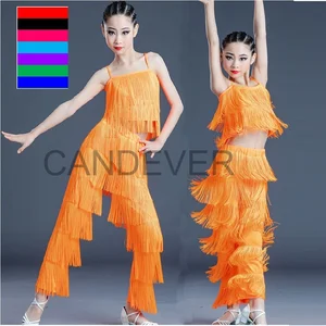 Latin Tanzkleider zum Verkauf Ball Salon Rand Burel Kleid und Hosen Siejoulas Fringe Salsa Samba Samba Kinder Mädchen Mädchen 8 Hauptverkaufskind Samba -Kleidung - №5