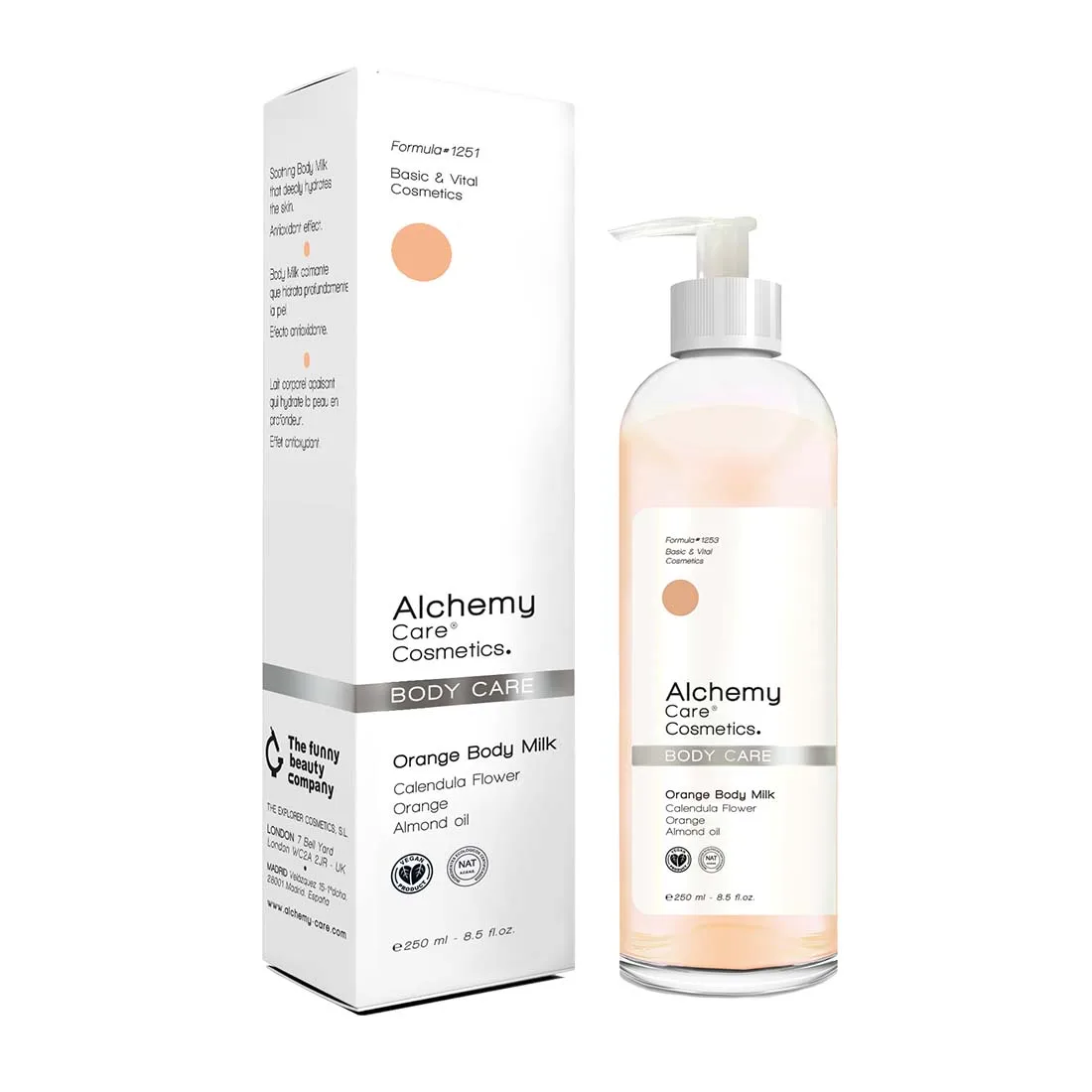 ALCHEMY CARE COSMETICS | ORANGE BODY MILK 250 mlhydrata and skin CARE | Vitamin E | Cold pressed