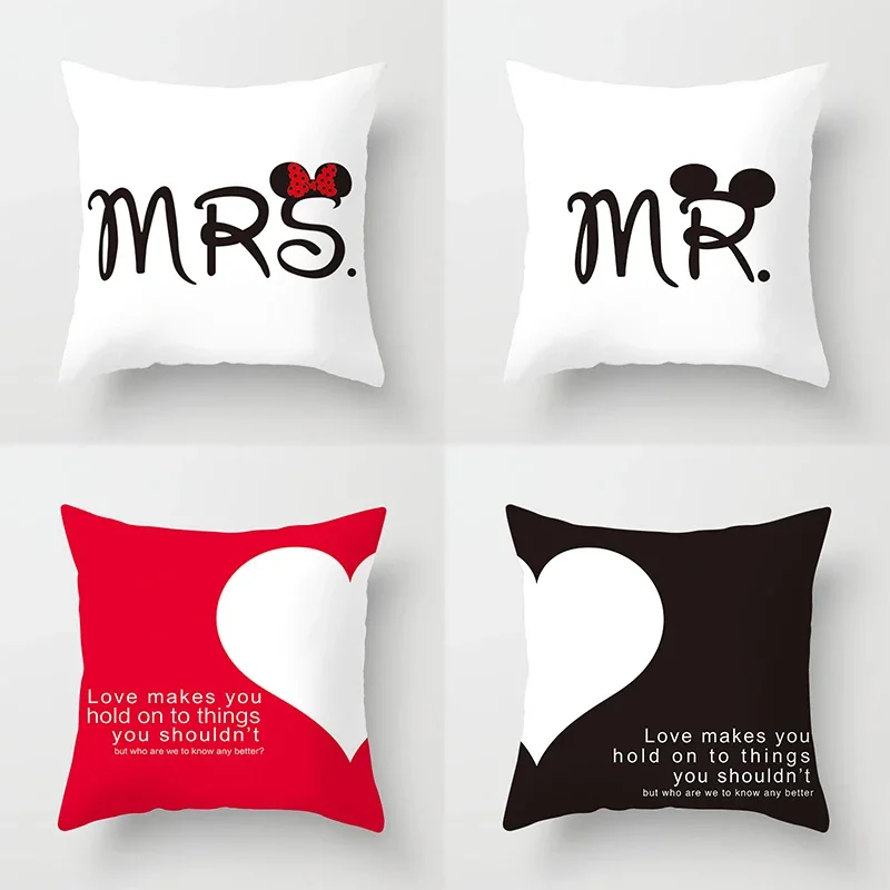 Square couple pillowcase Heart-shaped letter cartoon fashion cushion living room sofa Bedroom Home decoration sweet