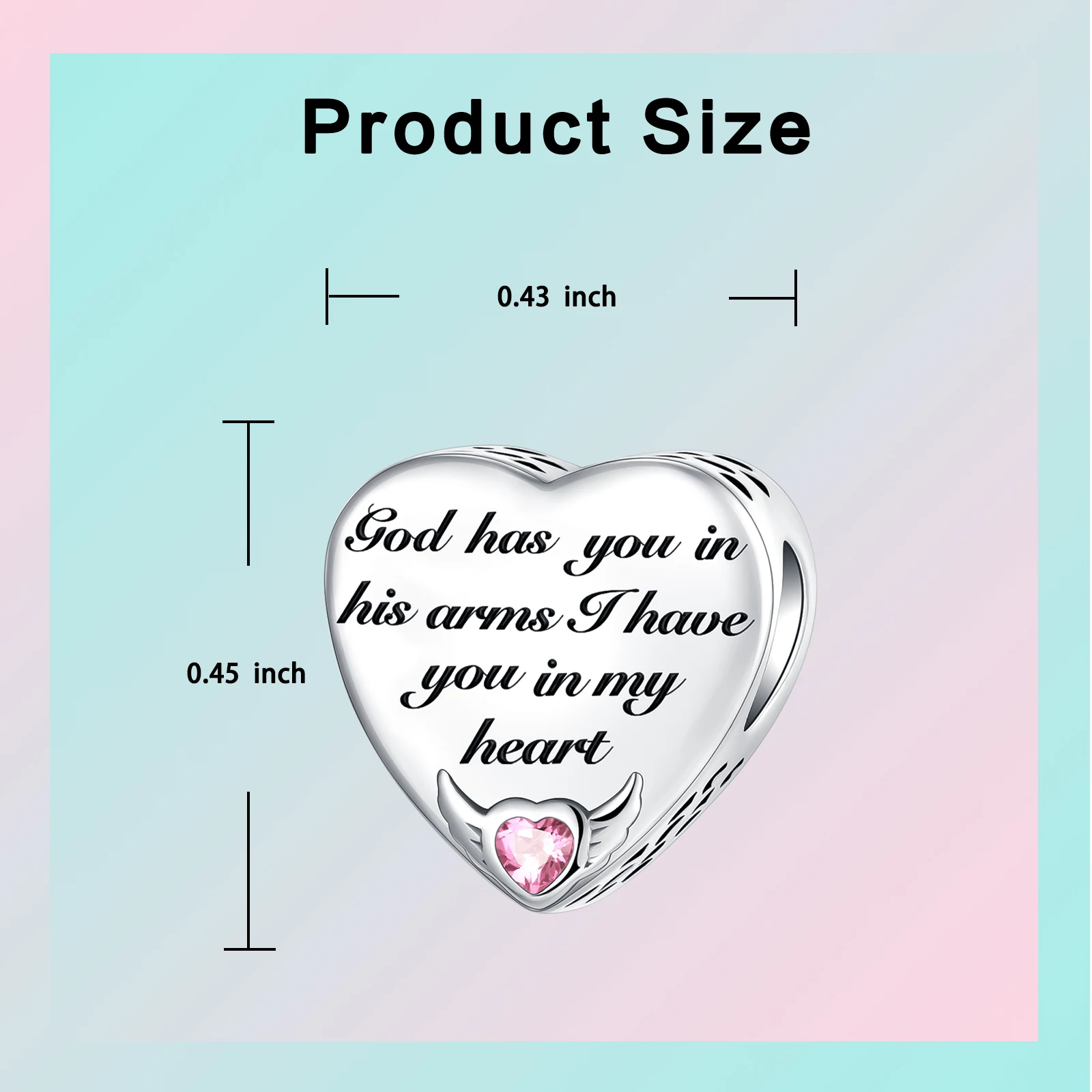 925 Sterling Silver Bible Verse Heart Charms Cross CZ & Inspirational Scripture Engraved Beads Fits Bracelets Jewelry Gift
