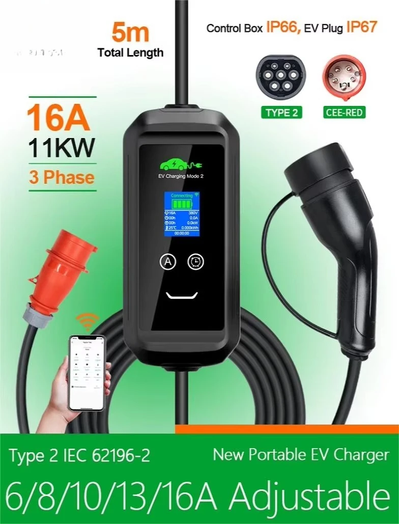 Europe Warehouse Manufacturers Ac Dc Ac Dc 220v 380v 3 Phase Ev Charging Lcd Display Screen Adjustable Electric Car Charger