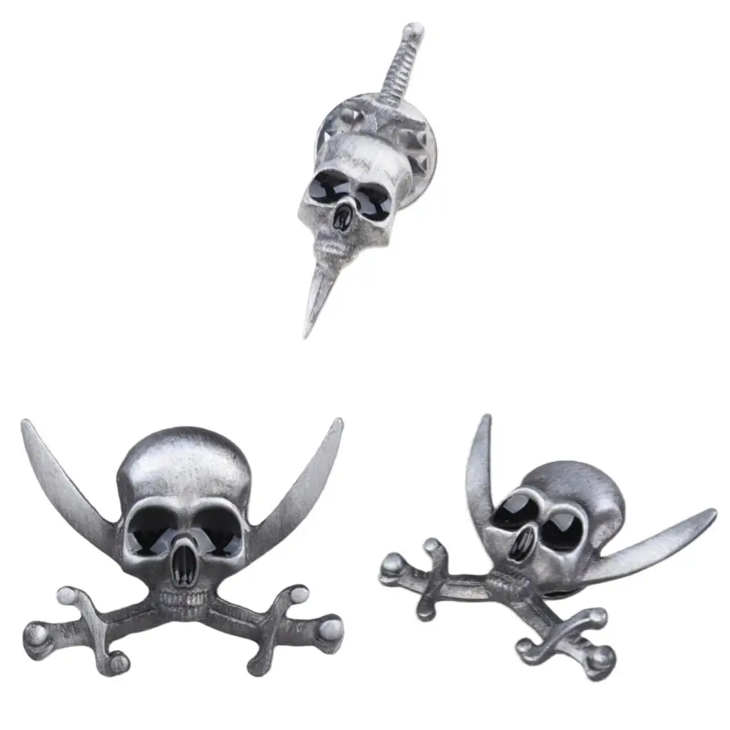 Skull Daggers Sword Badge Lapel Pins Statement Metal Brooches Gift for Boys