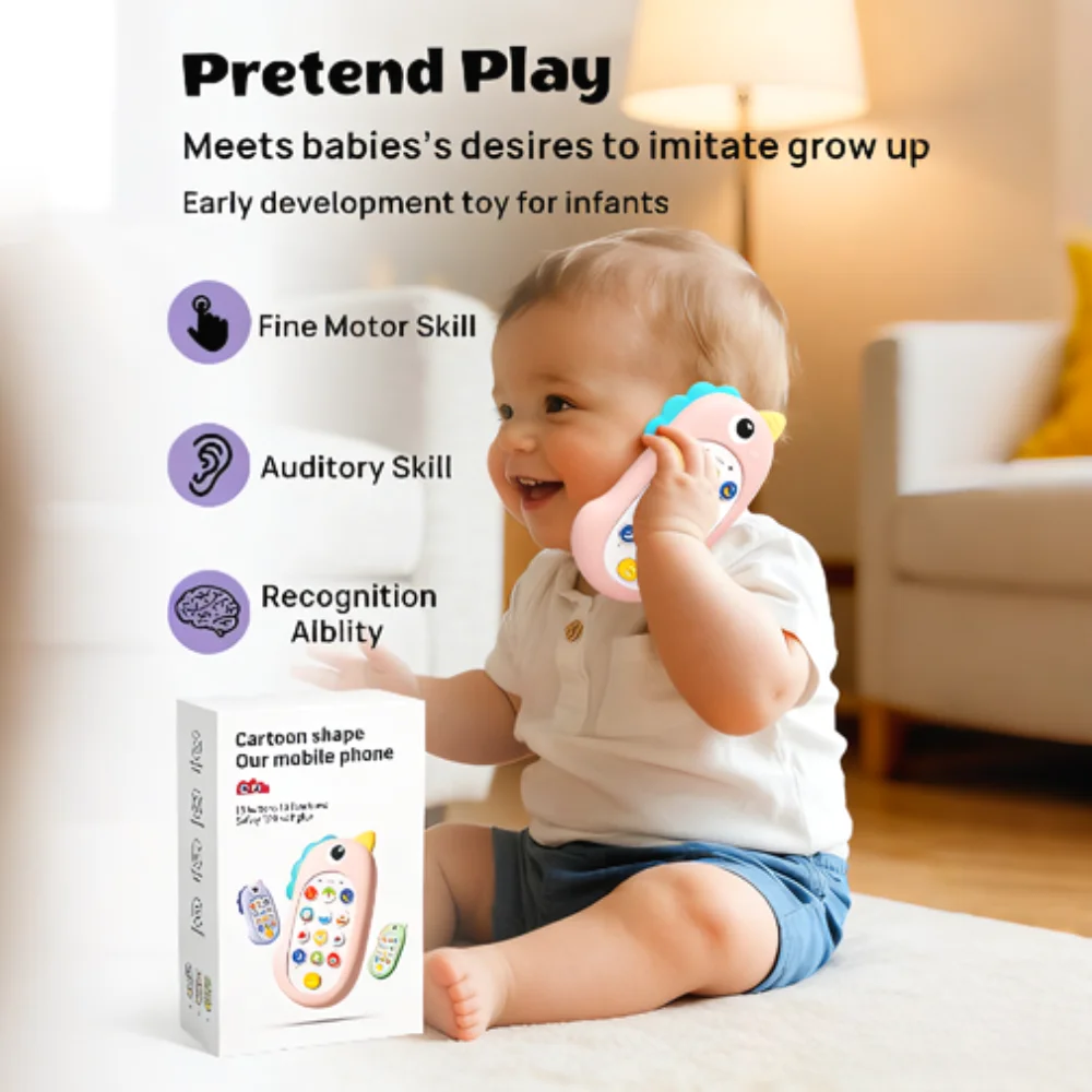 Unicorn Silicone Musical Baby Phone Toy for Toddlers 1-3, 13 Functions, 6-12M Babies, Educational Learning Developmental gift