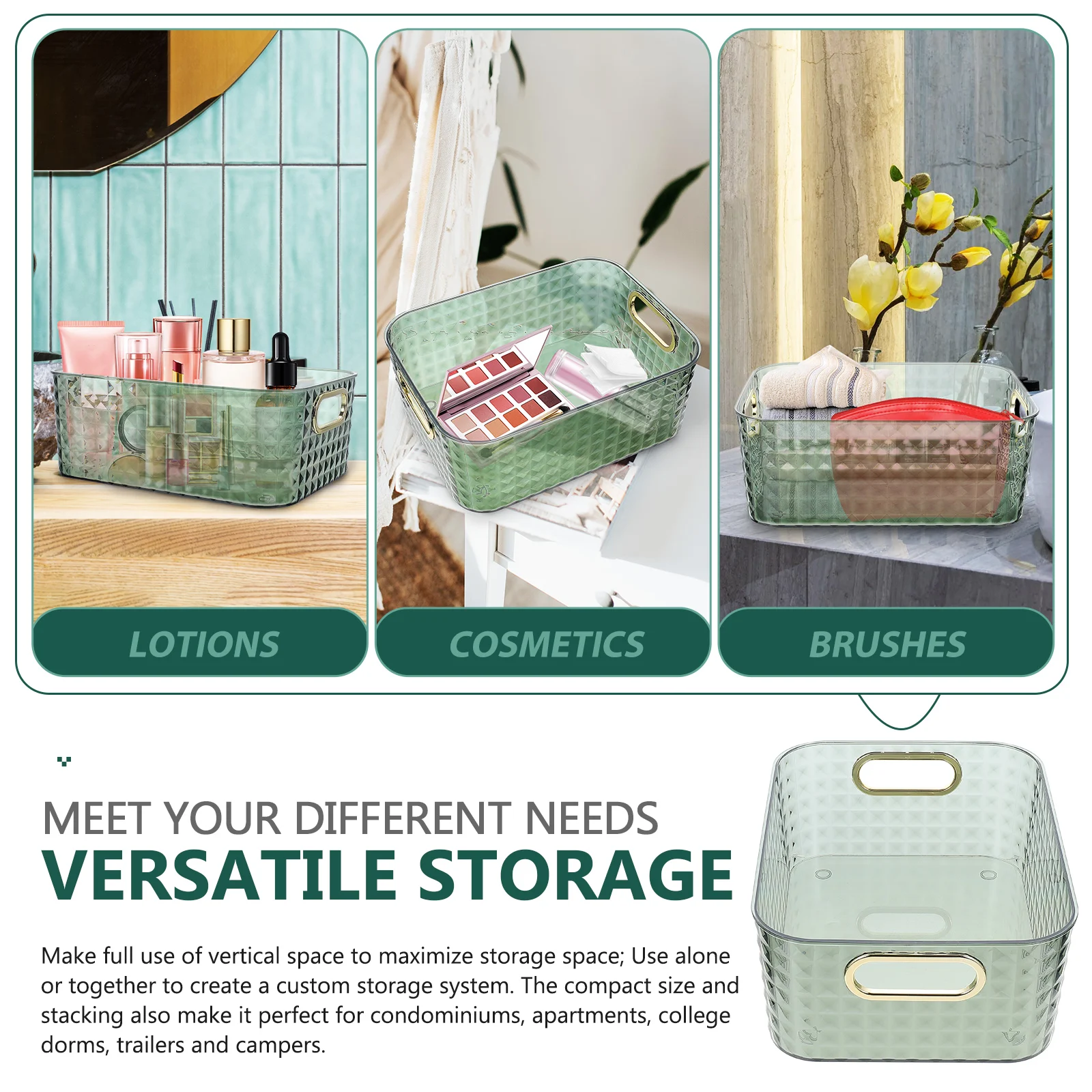 

1pcs Storage Box Large Capacity Rectangle Desktop Basket For Makeup Kitchen Snacks Organizing Multi-Purpose Tabletop