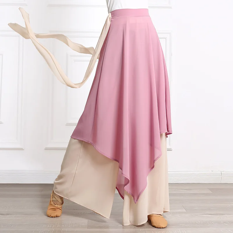 UMI MAO Chinese Dance Trousers Women's Loose Flowing Chiffon Classical Dance Performance Costume Practice Wide Leg Skirt Pants