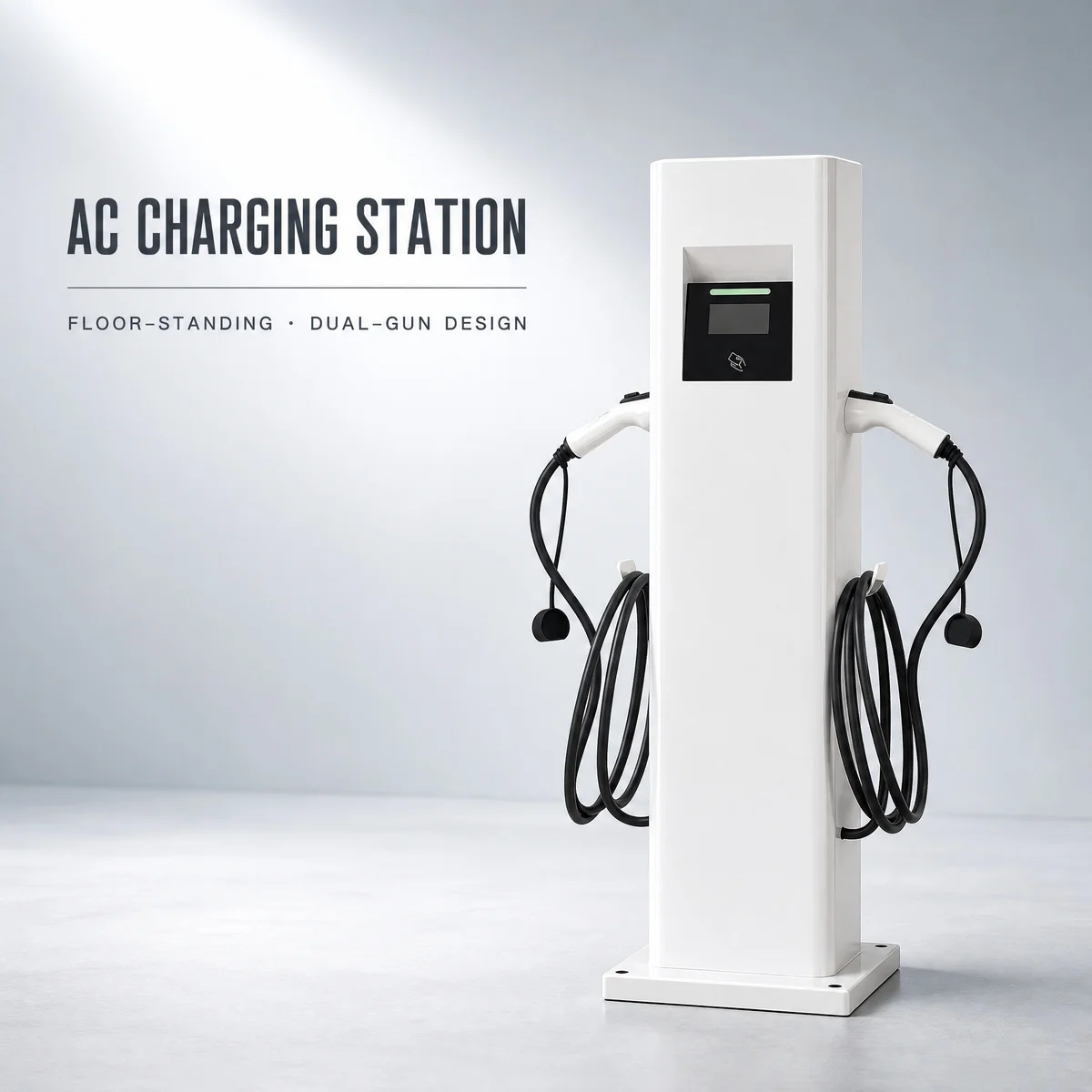 Dual Port AC EV Charger Station 44kW 22kW 14kW Commercial Smart EV Charging Station Floor Standing Dual Guns OCPP 4G WiFi