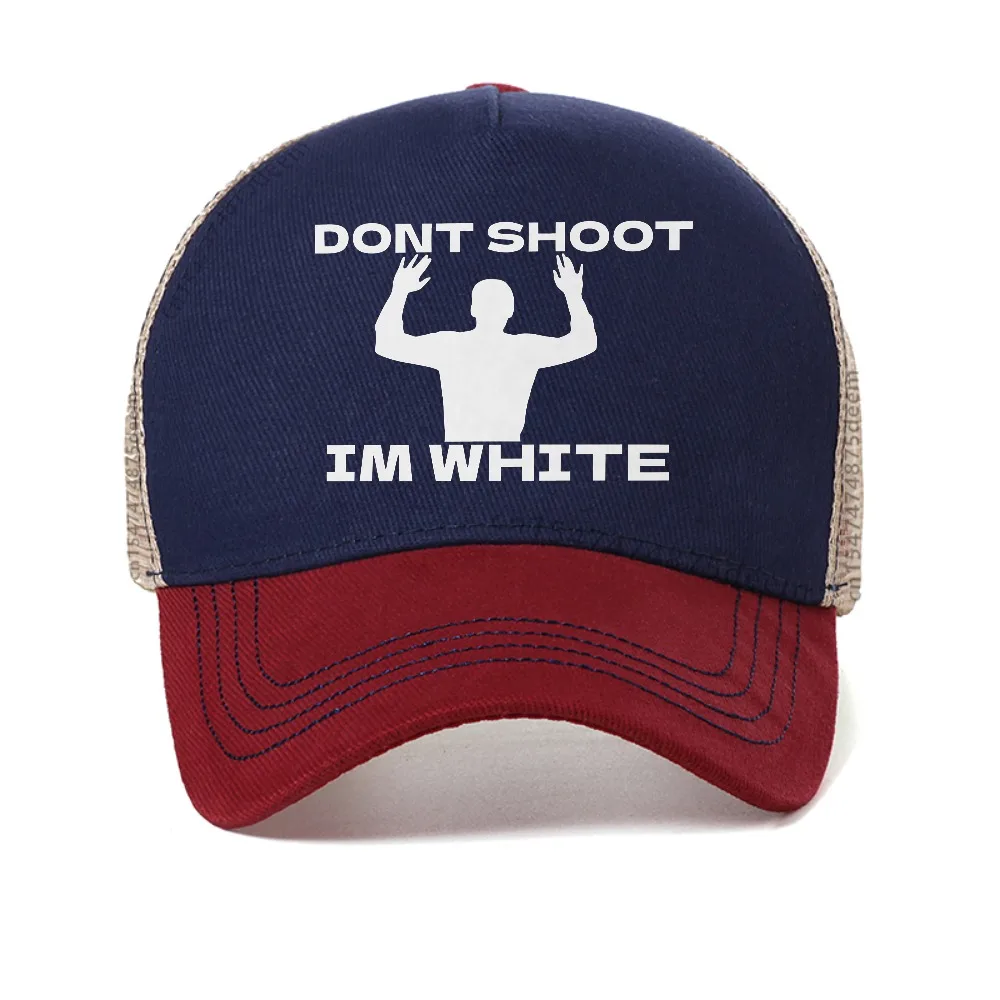 

Don Shoot I M White Sarcastic Baseball Cap Summer men mesh Trucker Hat Sports Snapback Caps Women Cool adjustable hats