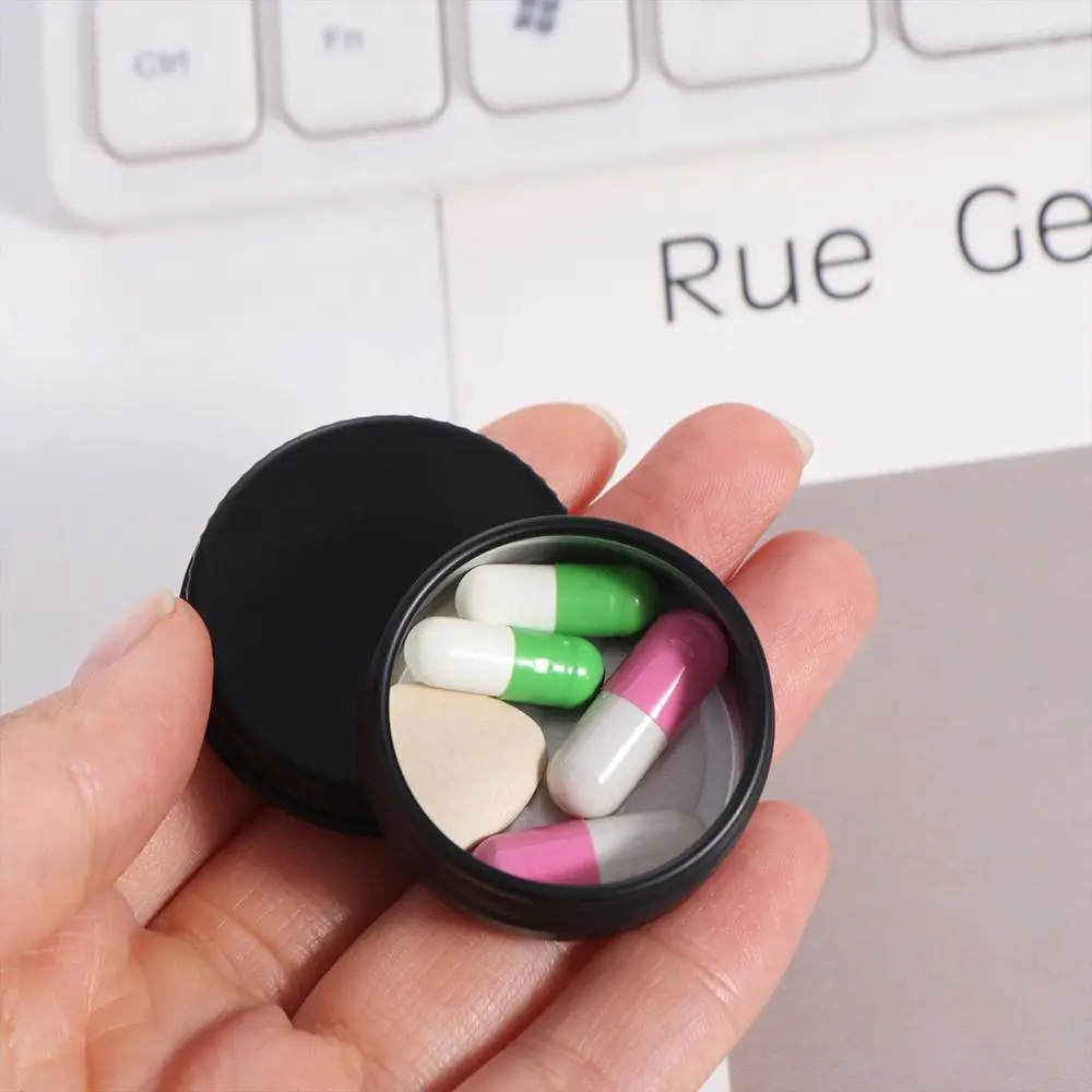 

Simple Dust-proof Black Pill Box Light-proof With Lid Mini Medicine Box Safety Not Rust Pill Packing Box Organizer