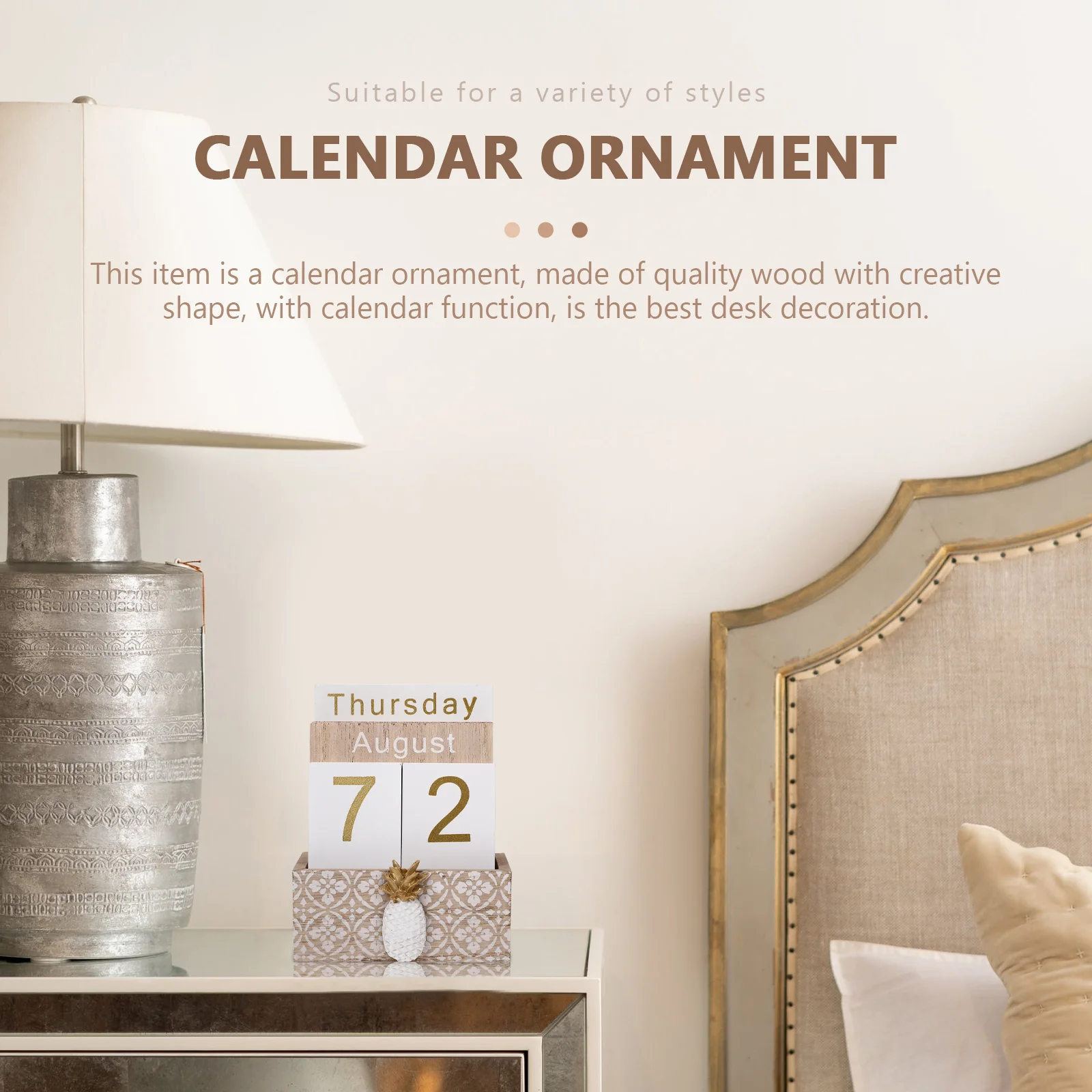 1 conjunto de calendário de madeira ornamento criativo decoração de mesa escritório em casa artesanato funcional calendário de mesa adorno decorativo