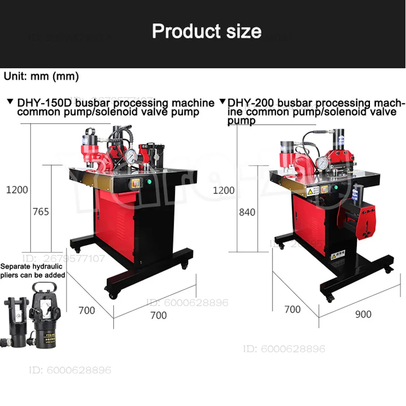 DHY-150D 3-In-1 Processing Machine  Cutter Combined Busbar Hydraulic Pressure Punch Hole Tools Bending Equipment 110 / 220V