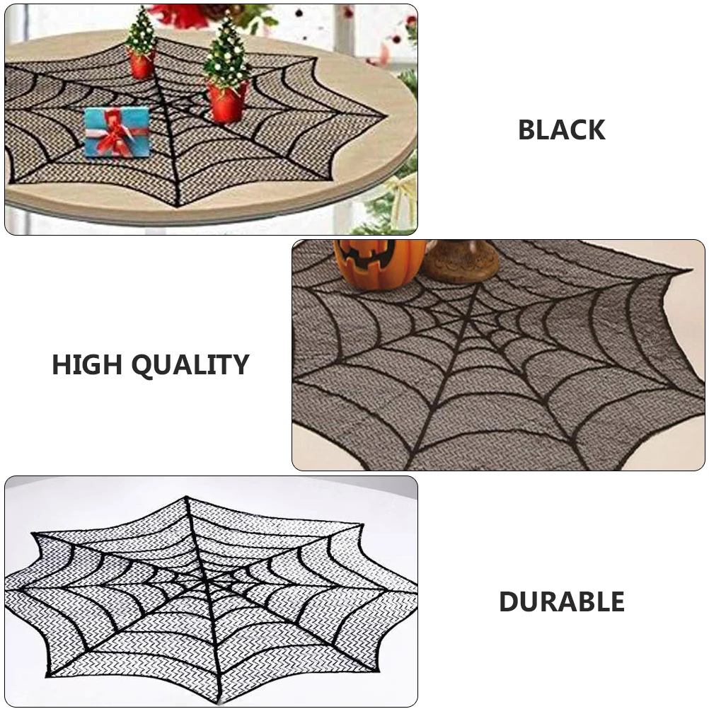 

2Pcs Lace Spider Web Halloween Tablecloths Black Decorative Halloween Table Mats Party Supplies Table Decorations